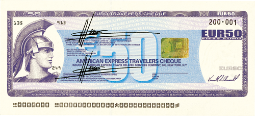 旅行支票：面額50歐元 / 圖片提供：美國運通