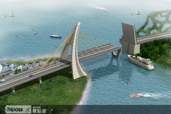 採用帆船造型的風帆景觀橋。圖片提供/大鵬灣國家風景區