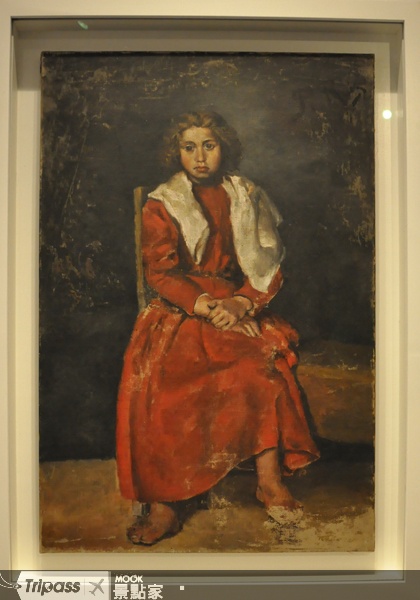 作品《赤足的少女》為畢卡索14歲時的作品，可見嚴謹學院派訓練。