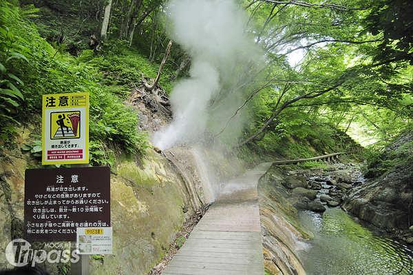 熱湯注意！在通過時，要小心別被間歇泉的高溫泉水給濺傷了。（攝影／MOOK景點家旅遊生活網陳冠鑫）