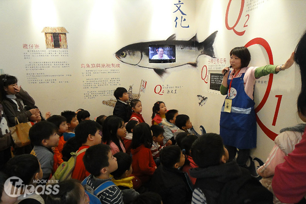 烏魚文化館導覽，讓小朋友對於烏魚文化有更深一層的認識。（圖片提供／珍芳烏魚子見學工廠）