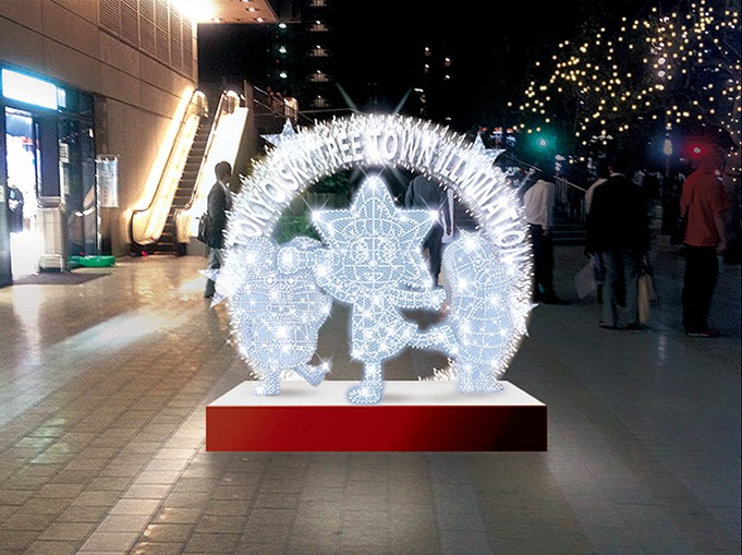 東京晴空塔三位吉祥物也成為亮燈招牌迎接每位遊客。（圖片來源／東京晴空塔官網）