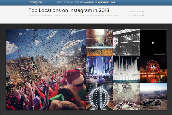 熱門App「Instagram」公布2013年世界熱門拍照打卡地。（圖片來源／取自http://blog.instagram.com）