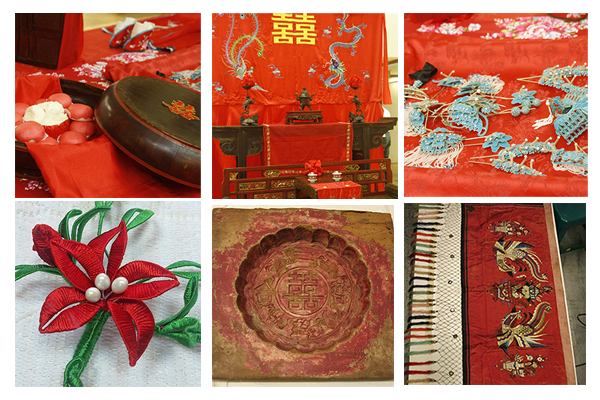 台南囍市展展出台南傳統迎親文化，圖為木板展區迎親配件。(圖片來源／2014台南愛情城市）