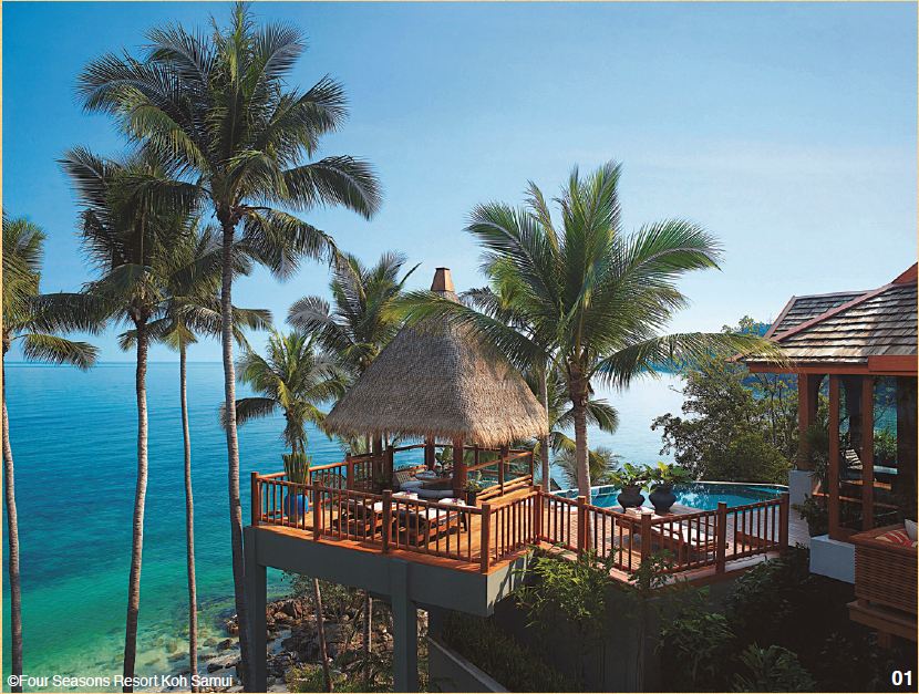 Four Seasons Resort Koh Samui可眺望海洋的私人泳池和小亭。（圖片提供／TRAVELER Luxe旅人誌）