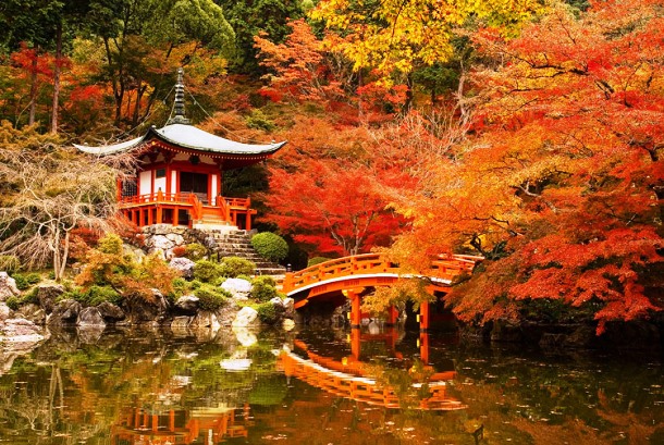 醍醐寺湖面映照紅葉，相當醉人。(圖片來源／list25）