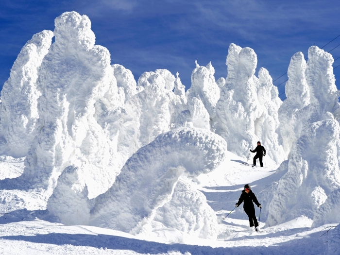 藏王雪怪，千奇百怪的造型，看起來像有生命一般。(圖片來源／wallpapersinhq）