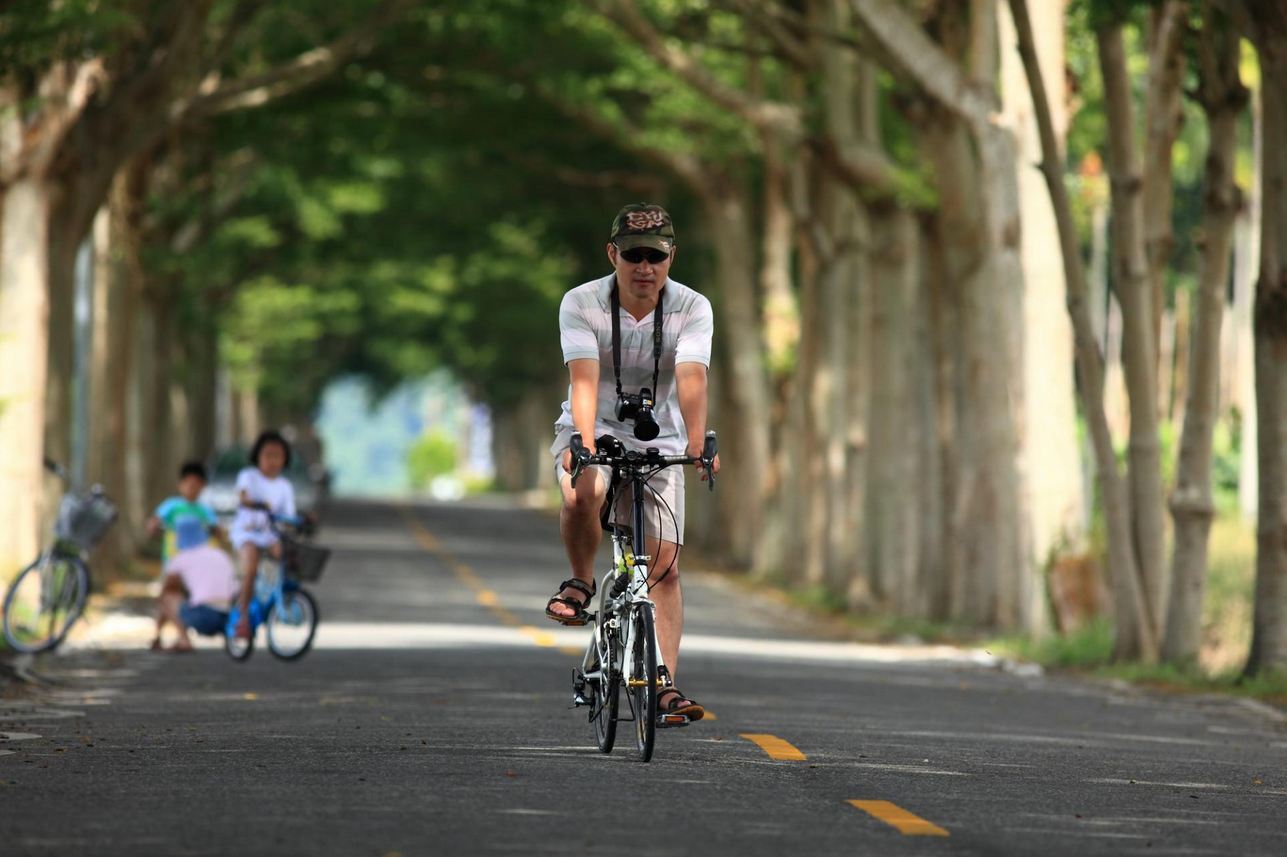 龍田自行車道，綿延一公里的綠色隧道，舒適宜人。(圖片來源／台灣觀光局）