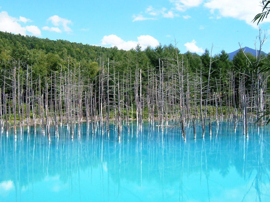 清亮寶藍的湖水，映照著雲朵，像是顛倒的天空一般。(圖片來源／hiecc）