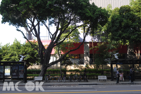 於台視公車站的空中飛人兔子。(攝影／MOOK景點家廖啟佑）