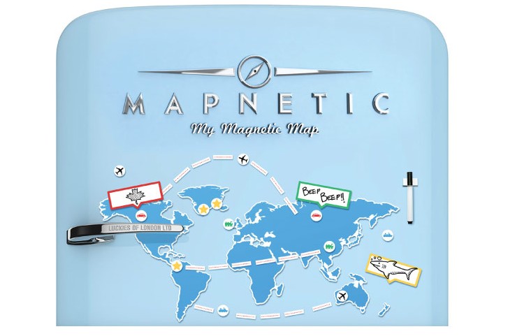 貼滿已到達的國家、城市，並計畫著接下來的目的地，「我的磁鐵地圖」非常適合送給愛旅行的朋友，就能在日常擺飾中開始環遊世界!（圖片提供／INDULGENCE寵愛自己）