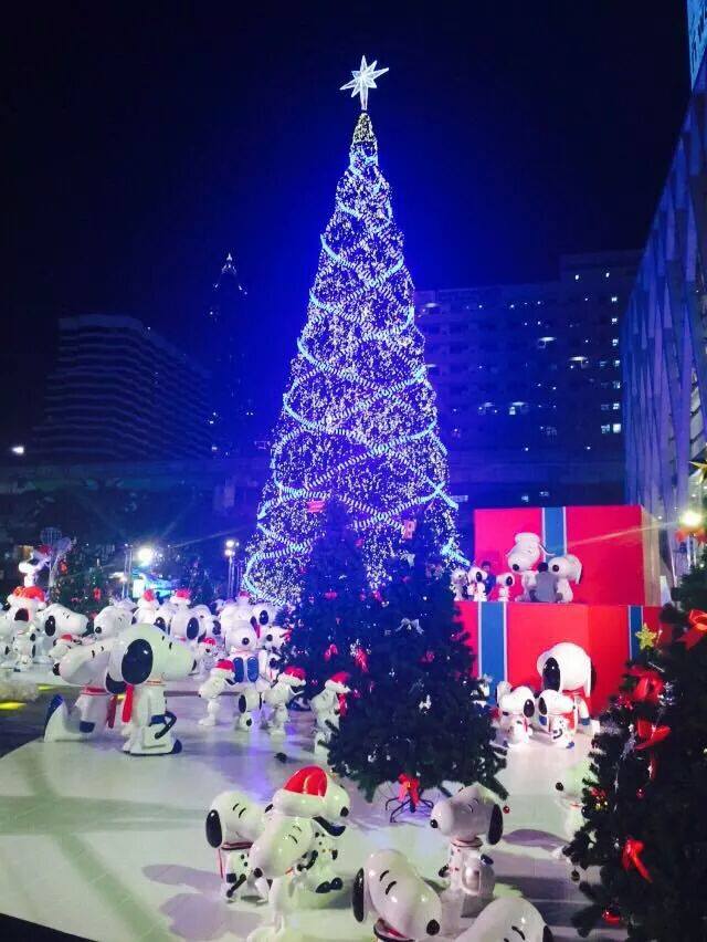 滿滿的snoopy圍繞著巨大的聖誕樹。(圖片來源／CentralWorld）
