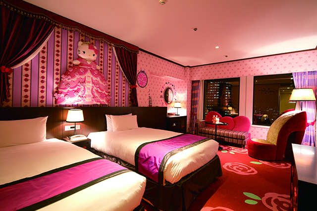 粉紅公主Kitty房，以粉色為主色調加上華麗的房間設計切合粉紅公主主題。(圖片來源／京王PLAZA Hotel）