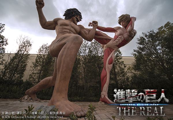 進擊的巨人打造15、14公尺巨人場景。(圖片來源／Universal Studios Japan (USJ))