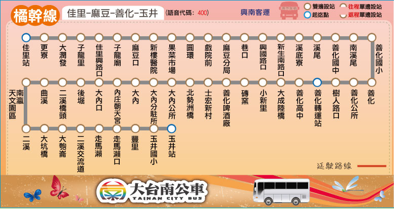 橘幹線公車路線圖。(圖片來源／大內龍貓公車站)