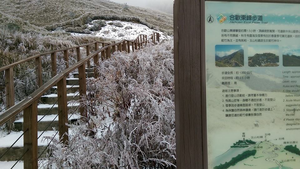 合歡山步道也有積雪的狀況發生。(圖片來源／合歡山賞雪機動團)