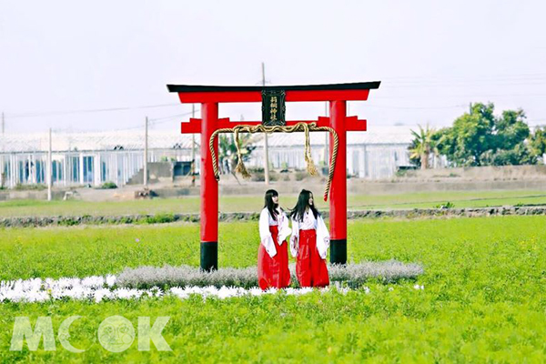 巨大的莿桐鳥居，充滿日式氛圍。(圖片提供／雲林縣莿桐鄉農會)