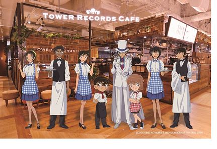 自3月28日起推出期間限定的「柯南咖啡廳」。(圖片來源／TOWER RECORDS CAFE)