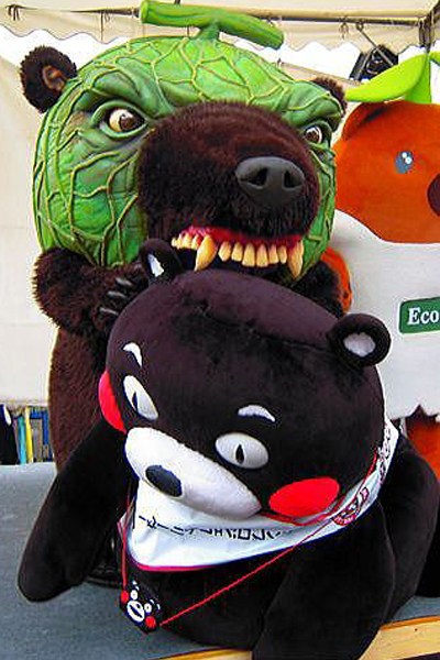 日本哈密瓜熊，殘暴的吉祥物個性最近在日本造成熱烈討論。 (圖片來源／waraibanashi）