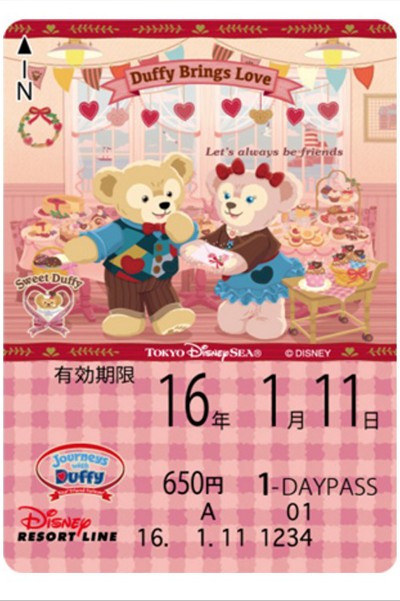 「Sweet Duffy」紀念票卡。(圖片來源／TokyoDisneyResort)