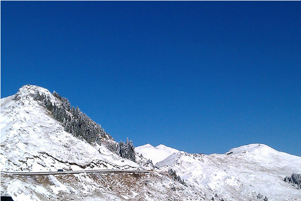 藍天與合歡山雪景相互映輝。（圖片來源／松雪樓餐廳粉絲團）