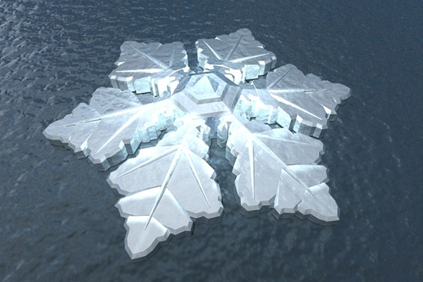 漂浮於海上的雪花造型旅館「水晶飯店」。（圖片來源／dailymail）