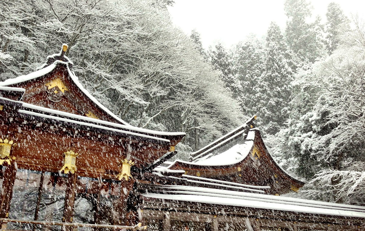 風雪中的貴船神社。(圖片來源／kifunejinja）