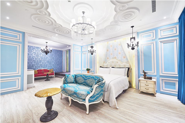 Tiffany藍房型，清新的顏色與線條，打造浪漫的住宿空間。（圖片來源／芭蕾經典旅館 MotelBallet）