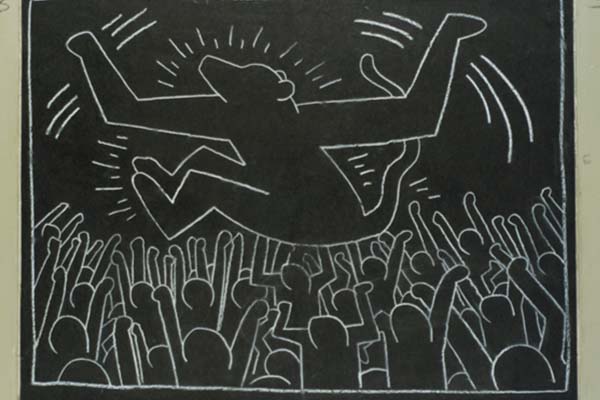 〈地鐵塗鴉〉（Subway drawing, 1981-1983）(圖片來源／普普•塗鴉 凱斯哈林特展)
