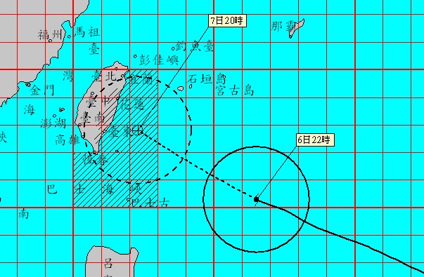 尼伯特強颱來勢洶洶，7月7日陸續發布海上與陸上警報。(圖片來源／中央氣象局)