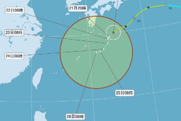  第10號颱風獅子山走勢預測圖。(圖片來源／中央氣象局)