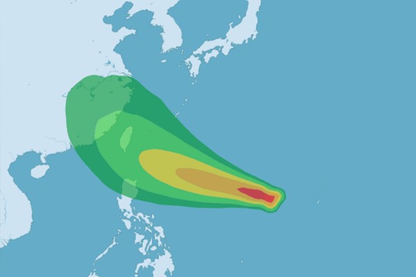 14 號颱風莫蘭蒂目前為輕度颱風。(圖片來源／中央氣象局）
