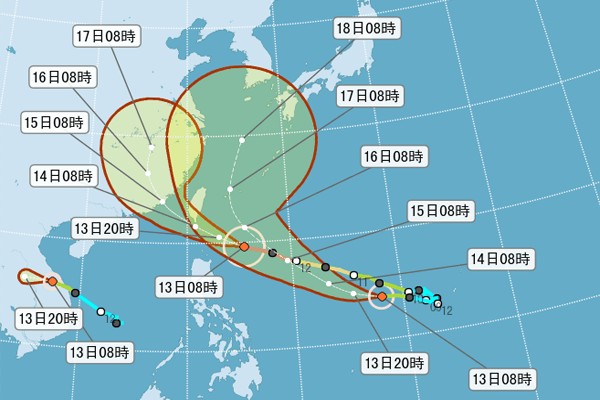 莫蘭蒂颱風來勢洶洶，尚有兩個颱風生成。（圖片來源／中央氣象局）