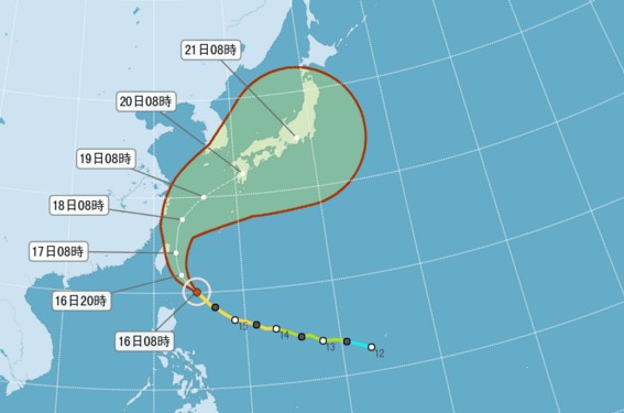 馬勒卡颱風逼近台灣。(圖片來源／中央氣象局)