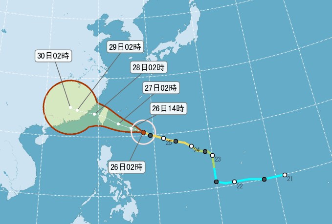 梅姬颱風來襲，9月27日、28日影響最為顯著。(圖片來源／中央氣象局)