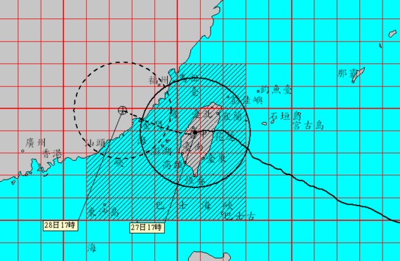 梅姬颱風暴風圈大，強度減緩速度較慢，壟罩全台。(圖片來源／中央氣象局)