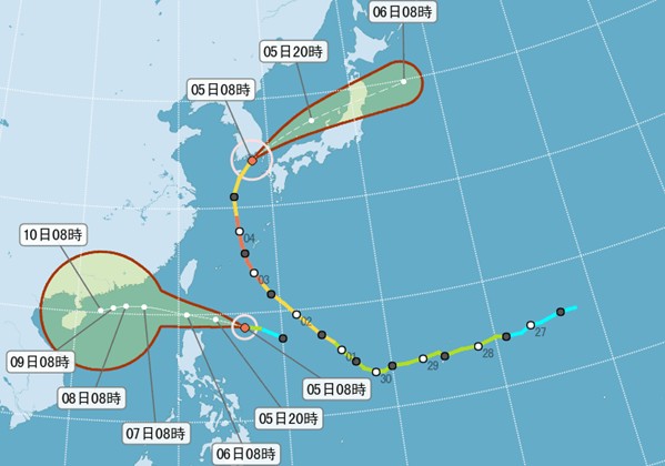 19號颱風成形目前為輕颱，並發布海上警報。(圖片來源／中央氣象局)