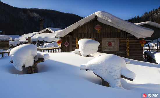 超療癒的雪蘑菇造型 (圖片來源／東方IC)