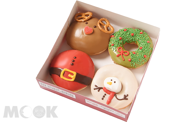 Krispy Kreme 推出的4款聖誕造型甜甜圈。(圖片提供／Krispy Kreme)