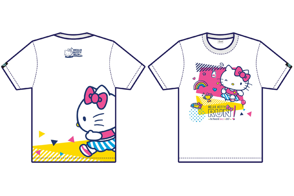 精彩豐富 Hello Kitty Run2017選手包內含T-shirt、物資提包與紋身貼紙等。(圖片提供／UNI-SPORTS)