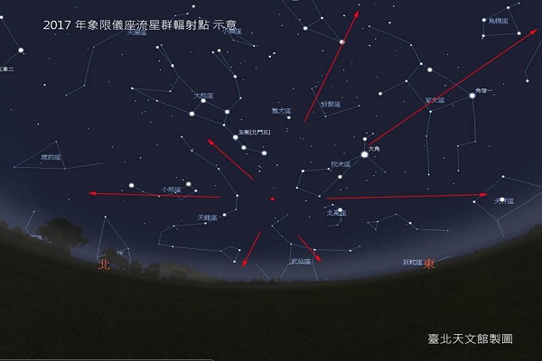 象限儀座流星雨1月3日晚間可觀看。(圖片來源/台北天文館)