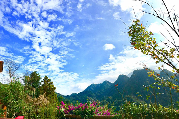 山行玫瑰俯瞰圍繞山景與藍天白雲 (圖片來源／山行玫瑰與山行寄野)