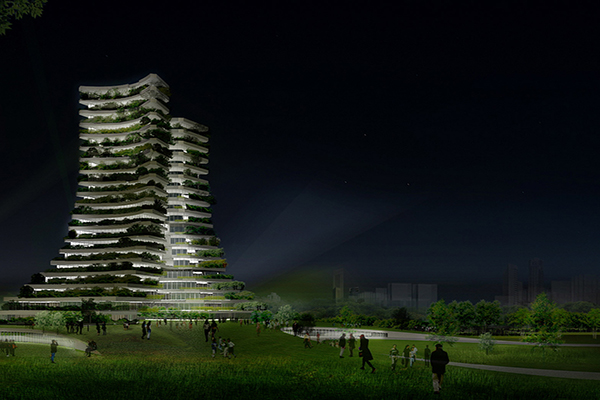越南Green City Hall，運用栽植的方式來傳達綠化的概念，也同時貫徹當地政府節能減碳的理念 (圖片來源／Vo Trong Nghia Architects)
