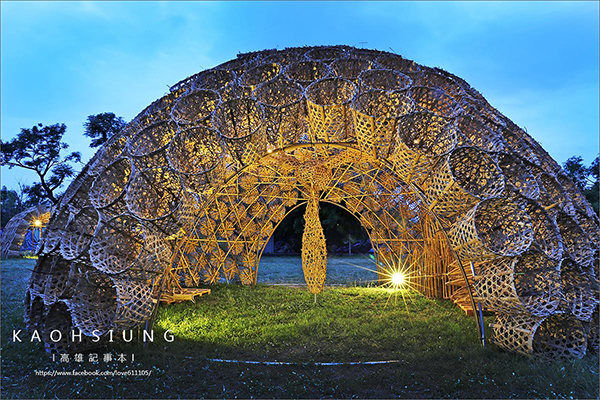 浪漫夜晚約會新必拍  大型竹編藝術點亮公園