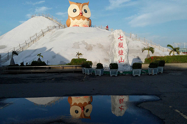七股鹽山今年打造了兩層樓高的貓頭鷹巨型公仔 (圖片來源／七股鹽山)