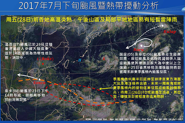 周末是否會有雙颱夾擊台灣，各國看法分歧 (圖／報天氣 - 中央氣象局)