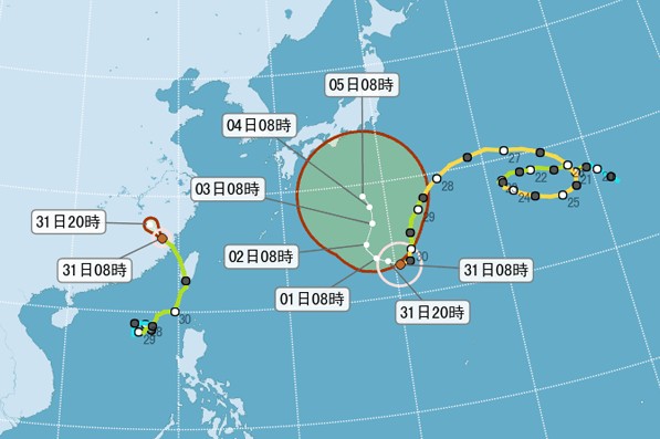 颱風位置與路徑圖。(圖／中央氣象局)