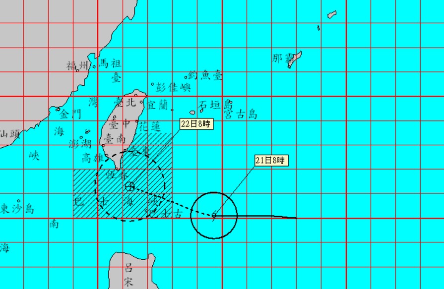 天鴿颱風動態圖。(圖／中央氣象局)