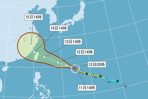 泰利颱風最快週三觸台。(圖／中央氣象局)