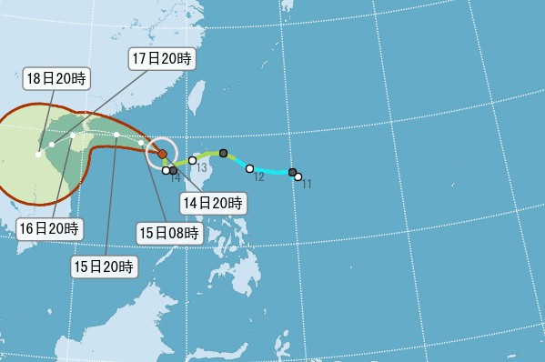 卡努颱風直撲海南島並影響香港氣候。（圖／中央氣象局）